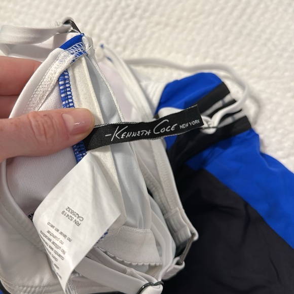 Kenneth Cole one piece swimsuit in blue, black, and white - Picture 6 of 8